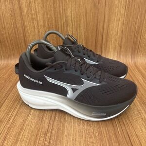 Mizuno Wave Rider 30 Running Shoes Womens 7.5 Black White Nitrogen Infused